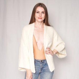 Anthropologie Sleeping on Snow Ivory Fuzzy Cardigan O/S